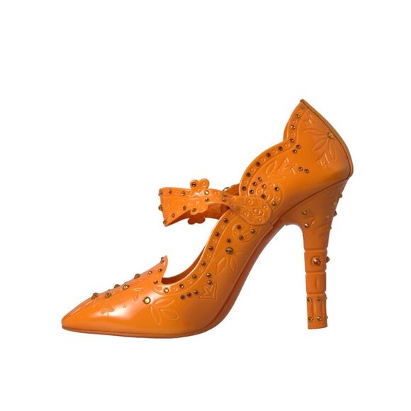 Dolce & Gabbana Embellished PVC Pumps Mary Jane Style Women Orange - Picture 5 of 6